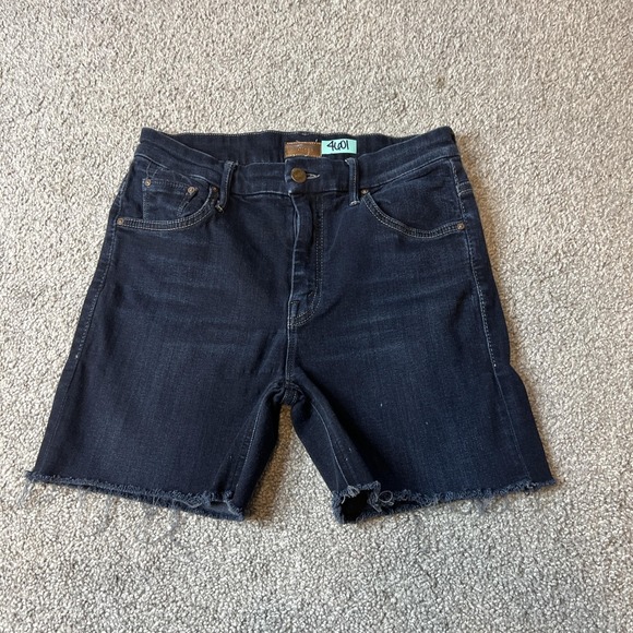 MOTHER Pants - Mother Shorts Womens 28 Dark‎ Wash Denim Cutoff Raw Hem Jean Mid Rise Stretch